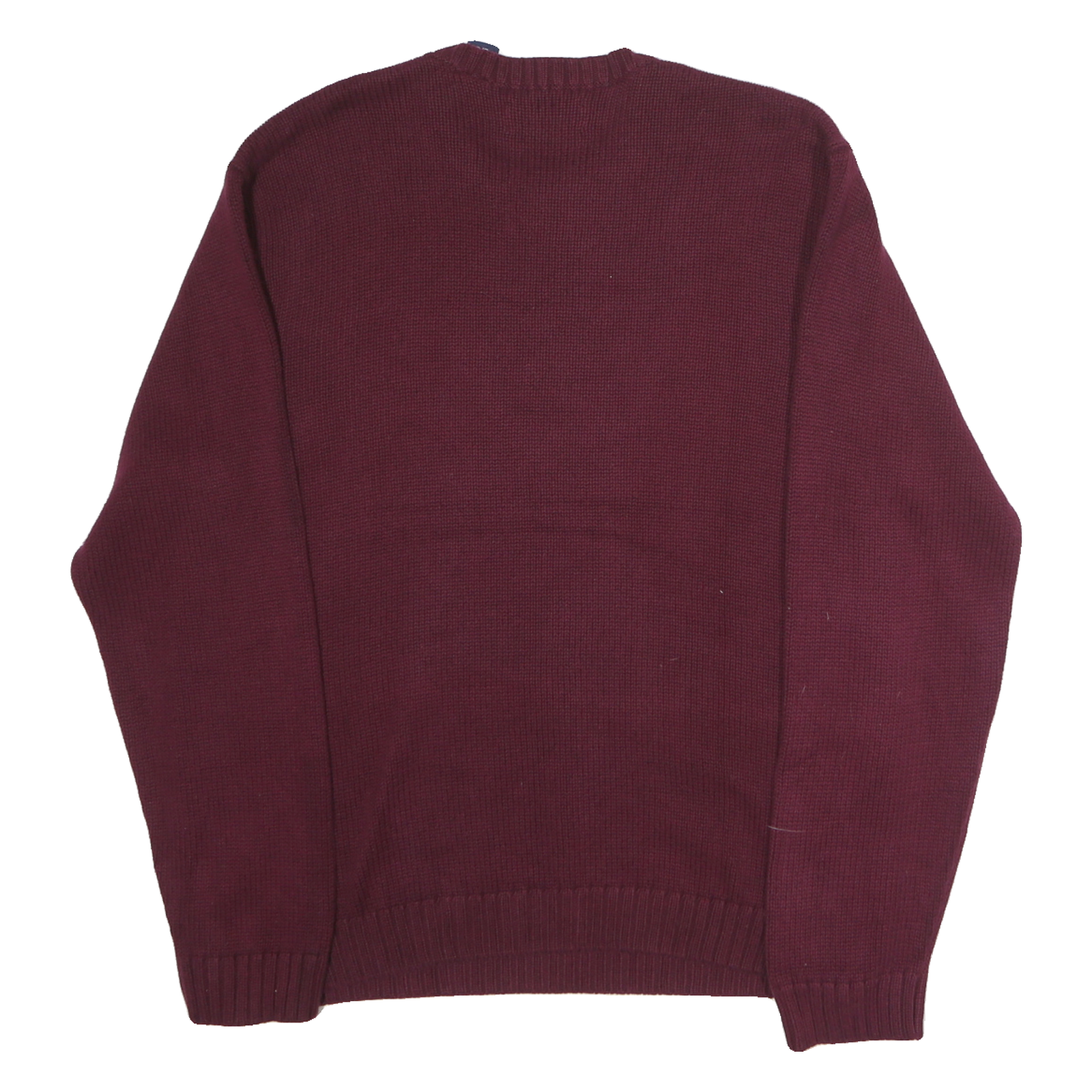 CHAPS Mens Maroon Plain Cotton Jumper Crew Neck Basic Knit L Comfort Classic