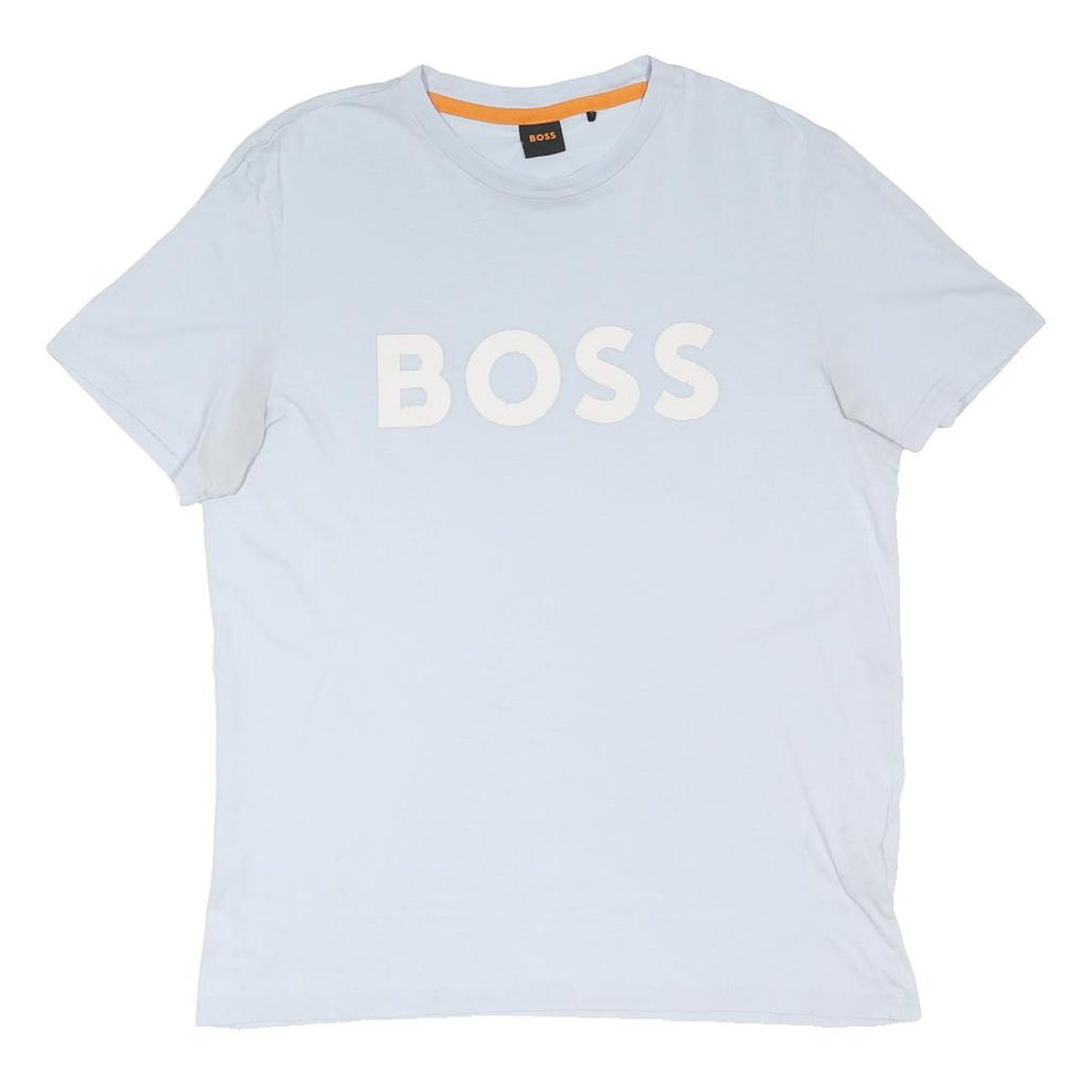BOSS Mens White & Cream Graphic T-Shirt M Short Sleeve Crew Neck Logo Print