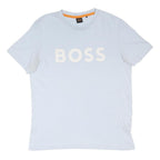 BOSS Mens White & Cream Graphic T-Shirt M Short Sleeve Crew Neck Logo Print