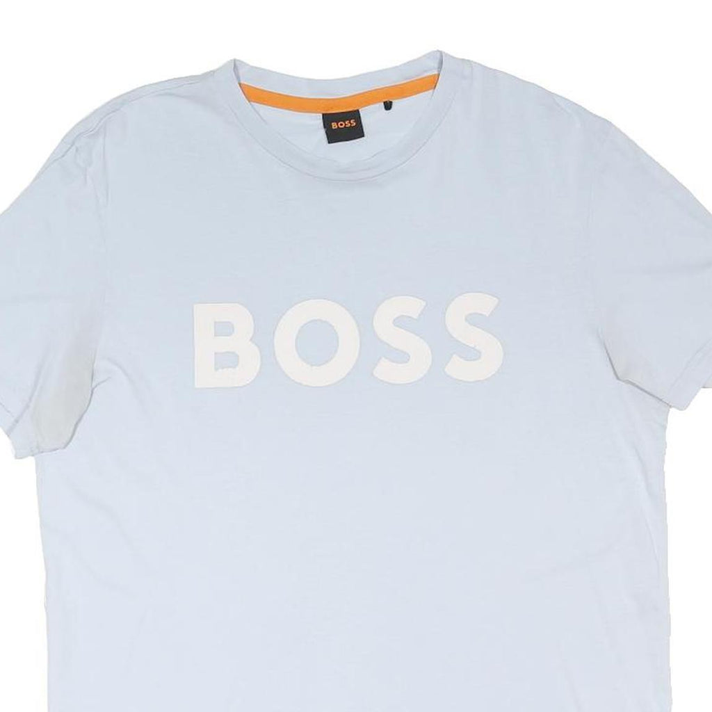 BOSS Mens White & Cream Graphic T-Shirt M Short Sleeve Crew Neck Logo Print