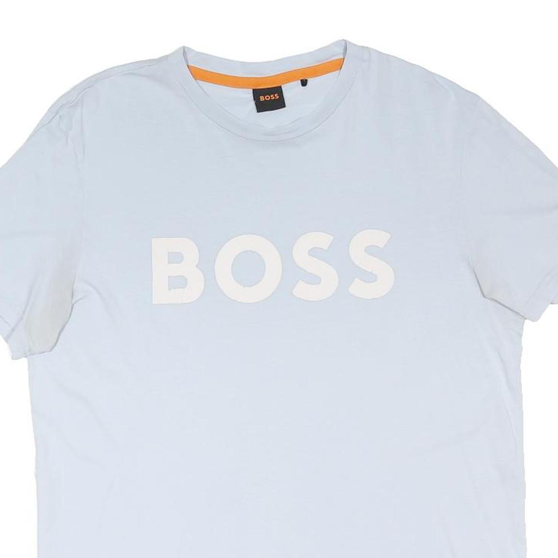 BOSS Mens White & Cream Graphic T-Shirt M Short Sleeve Crew Neck Logo Print