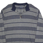 CHAPS Mens Grey & Navy Patterned Cotton Blend Jumper 1/4 Zip Regular 2XL