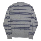 CHAPS Mens Grey & Navy Patterned Cotton Blend Jumper 1/4 Zip Regular 2XL