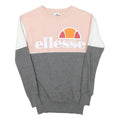 ELLESSE Womens Pink & Grey Colourblock Crew Neck Sweatshirt S Cotton Blend