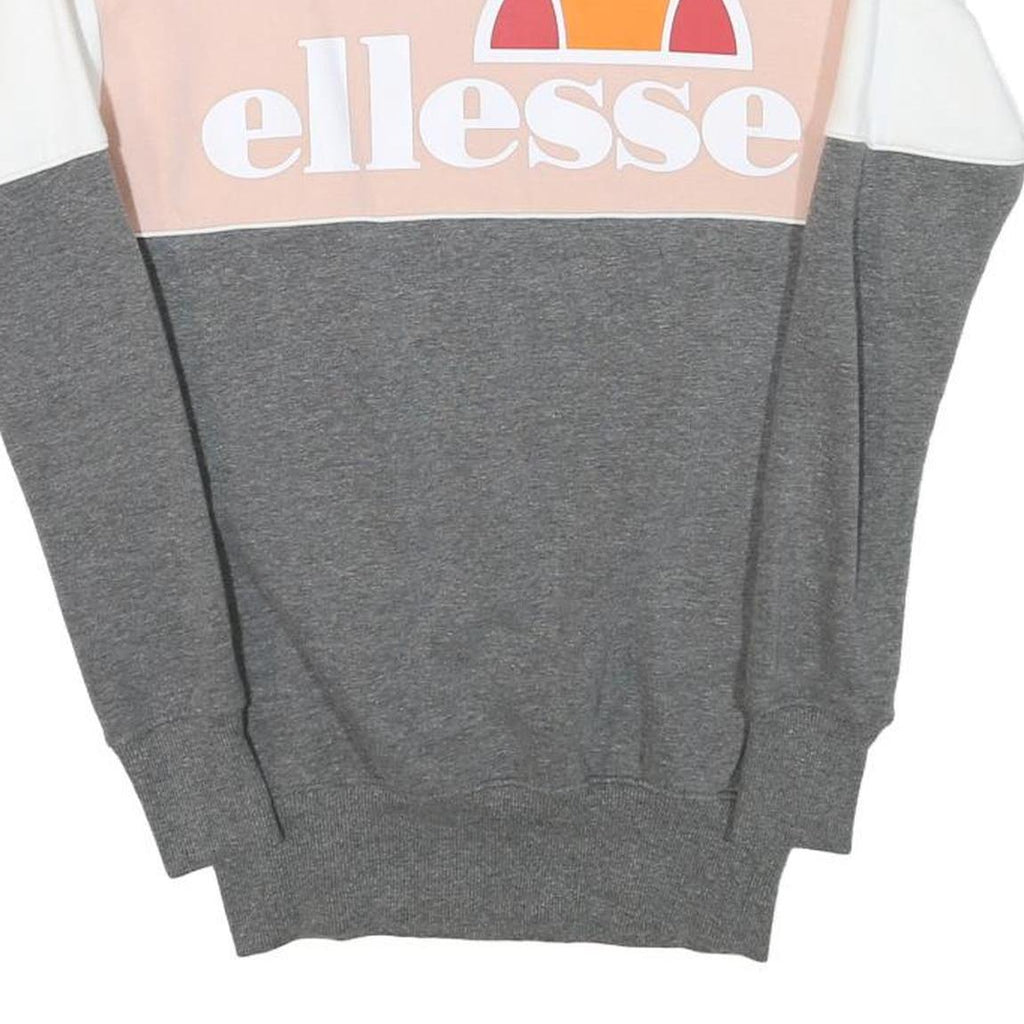 ELLESSE Womens Pink & Grey Colourblock Crew Neck Sweatshirt S Cotton Blend