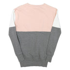 ELLESSE Womens Pink & Grey Colourblock Crew Neck Sweatshirt S Cotton Blend