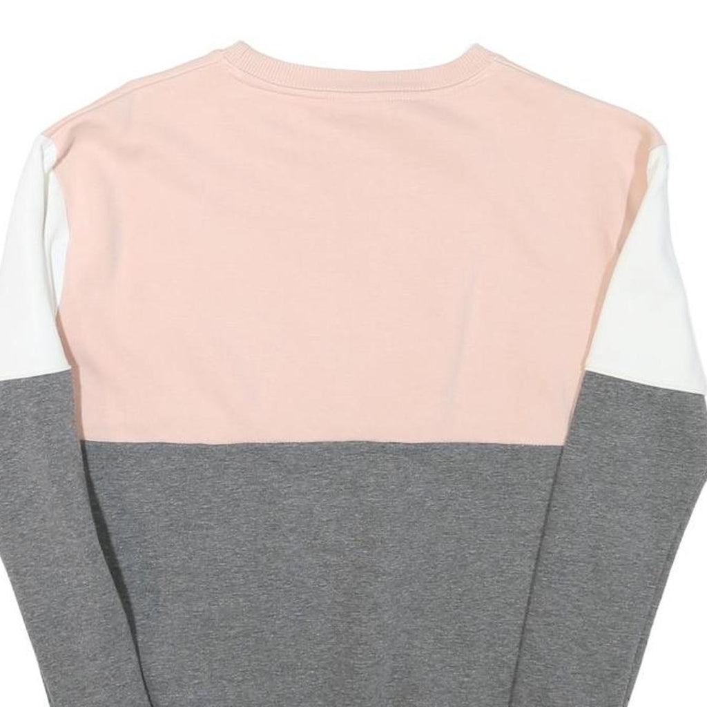 ELLESSE Womens Pink & Grey Colourblock Crew Neck Sweatshirt S Cotton Blend