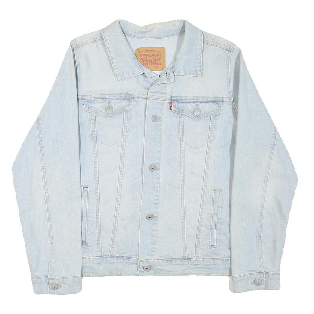 LEVI'S Womens Light Blue Denim Jacket L Cotton Blend Button Closure Classic Fit