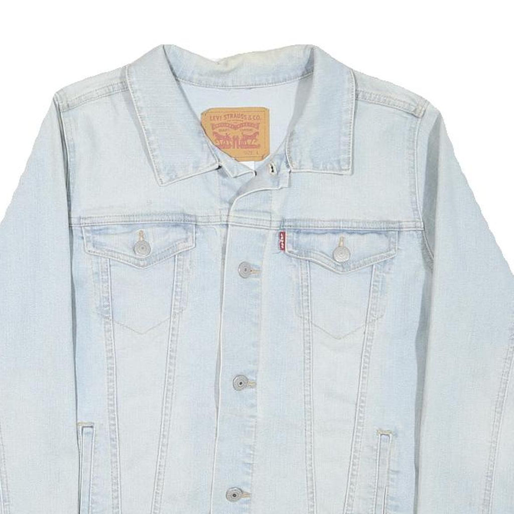 LEVI'S Womens Light Blue Denim Jacket L Cotton Blend Button Closure Classic Fit