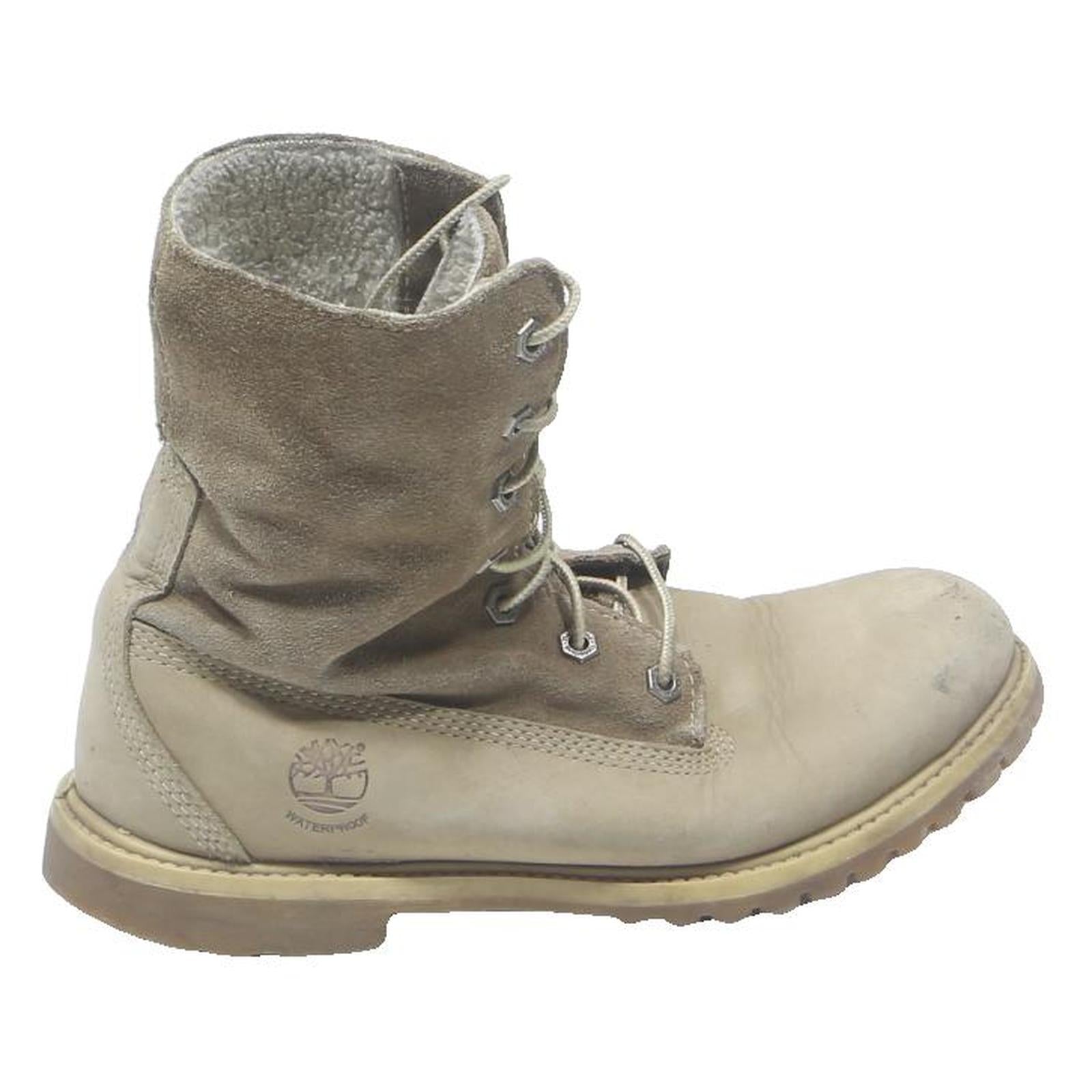 TIMBERLAND Womens Beige Leather Lace-Up Boots UK 5.5 Sturdy Comfortable Style