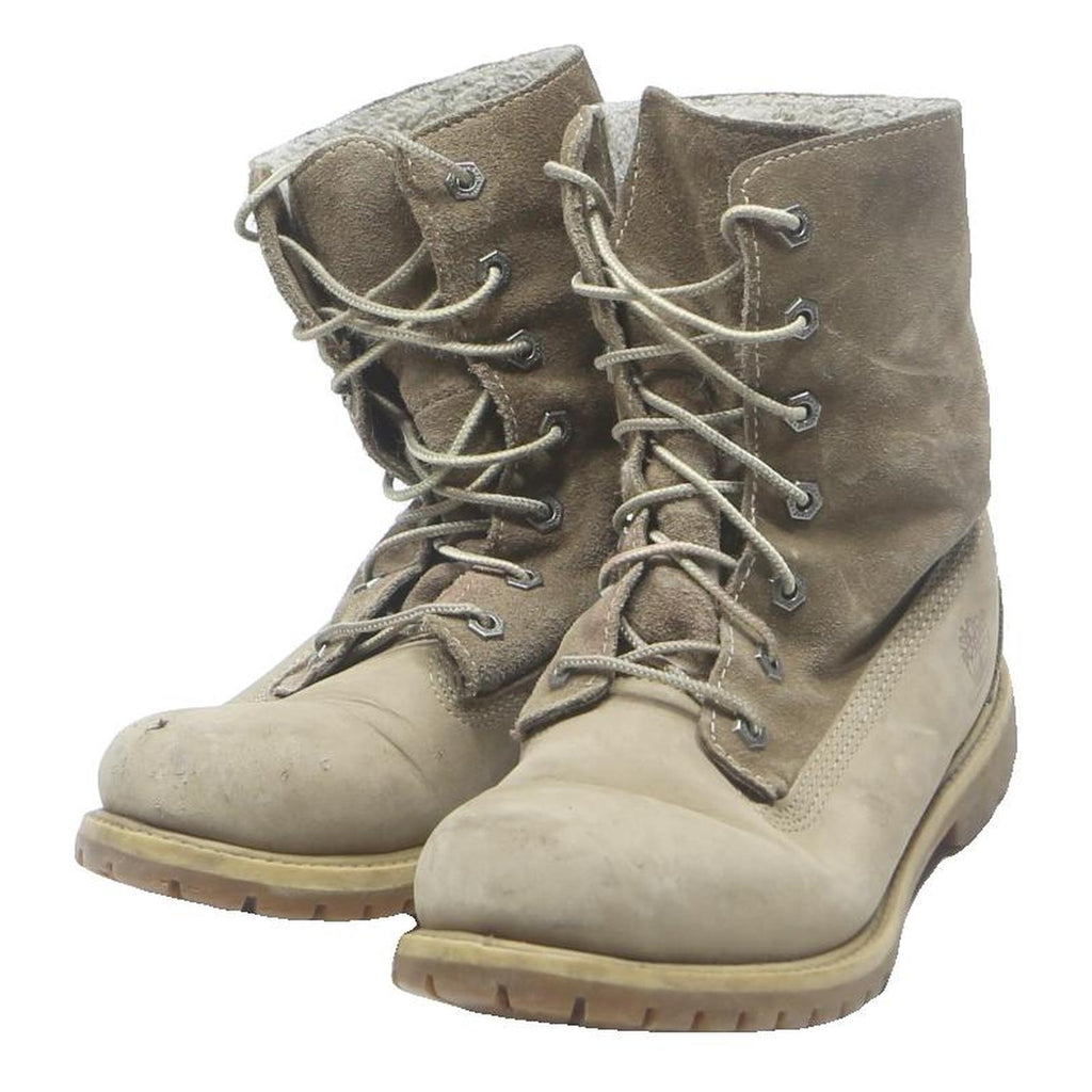 TIMBERLAND Womens Beige Leather Lace-Up Boots UK 5.5 Sturdy Comfortable Style