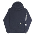 CARHARTT Mens Navy Hoodie L Cotton Hooded Sweatshirt Logo Print