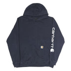CARHARTT Mens Navy Hoodie L Cotton Hooded Sweatshirt Logo Print