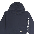 CARHARTT Mens Navy Hoodie L Cotton Hooded Sweatshirt Logo Print