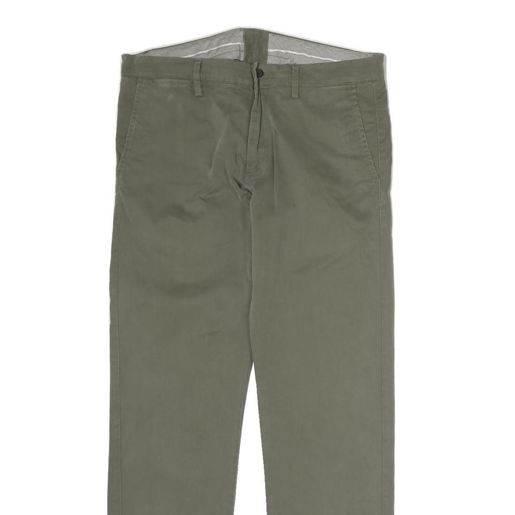 MARLBORO Mens Cotton Khaki Regular Straight Trousers W36 L31 Classic Zip Closure