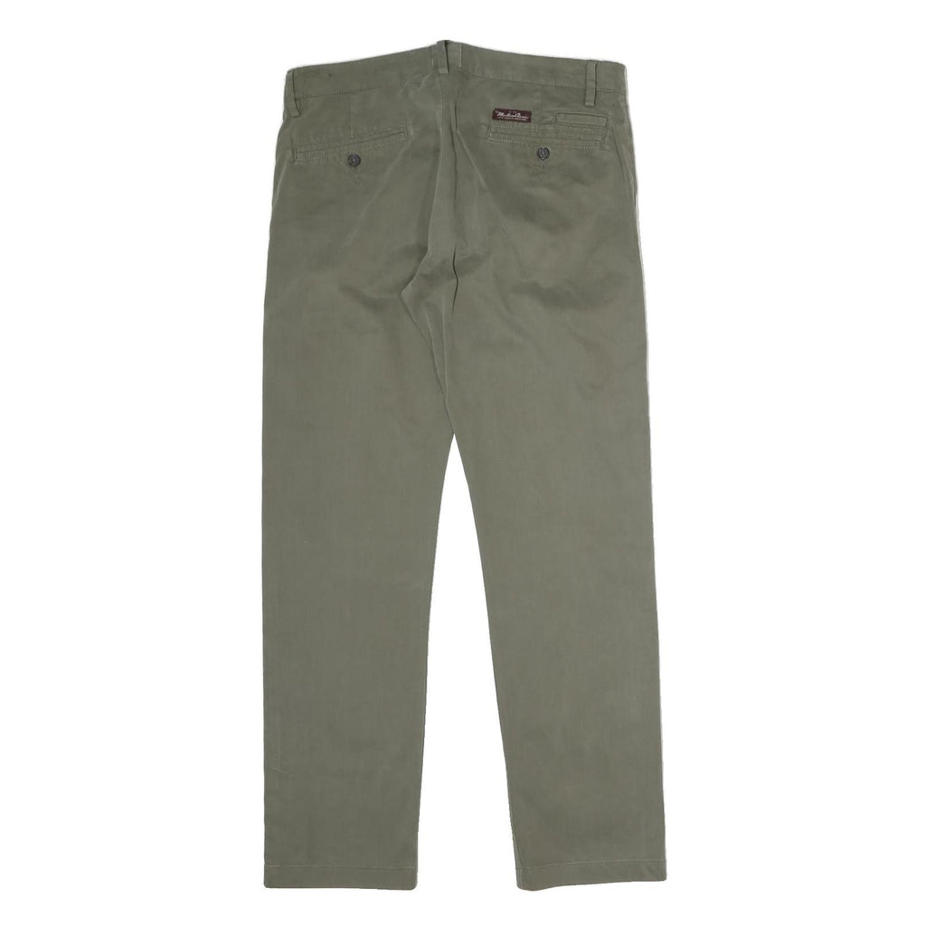 MARLBORO Mens Cotton Khaki Regular Straight Trousers W36 L31 Classic Zip Closure