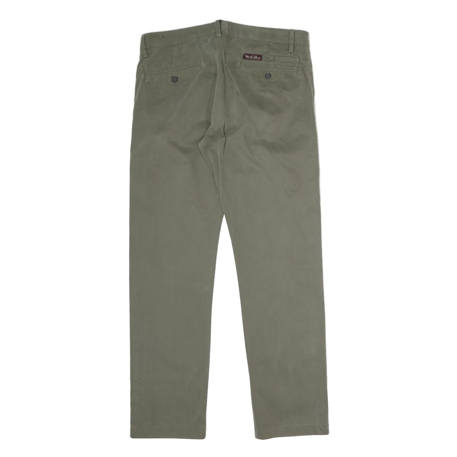 MARLBORO Mens Cotton Khaki Regular Straight Trousers W36 L31 Classic Zip Closure