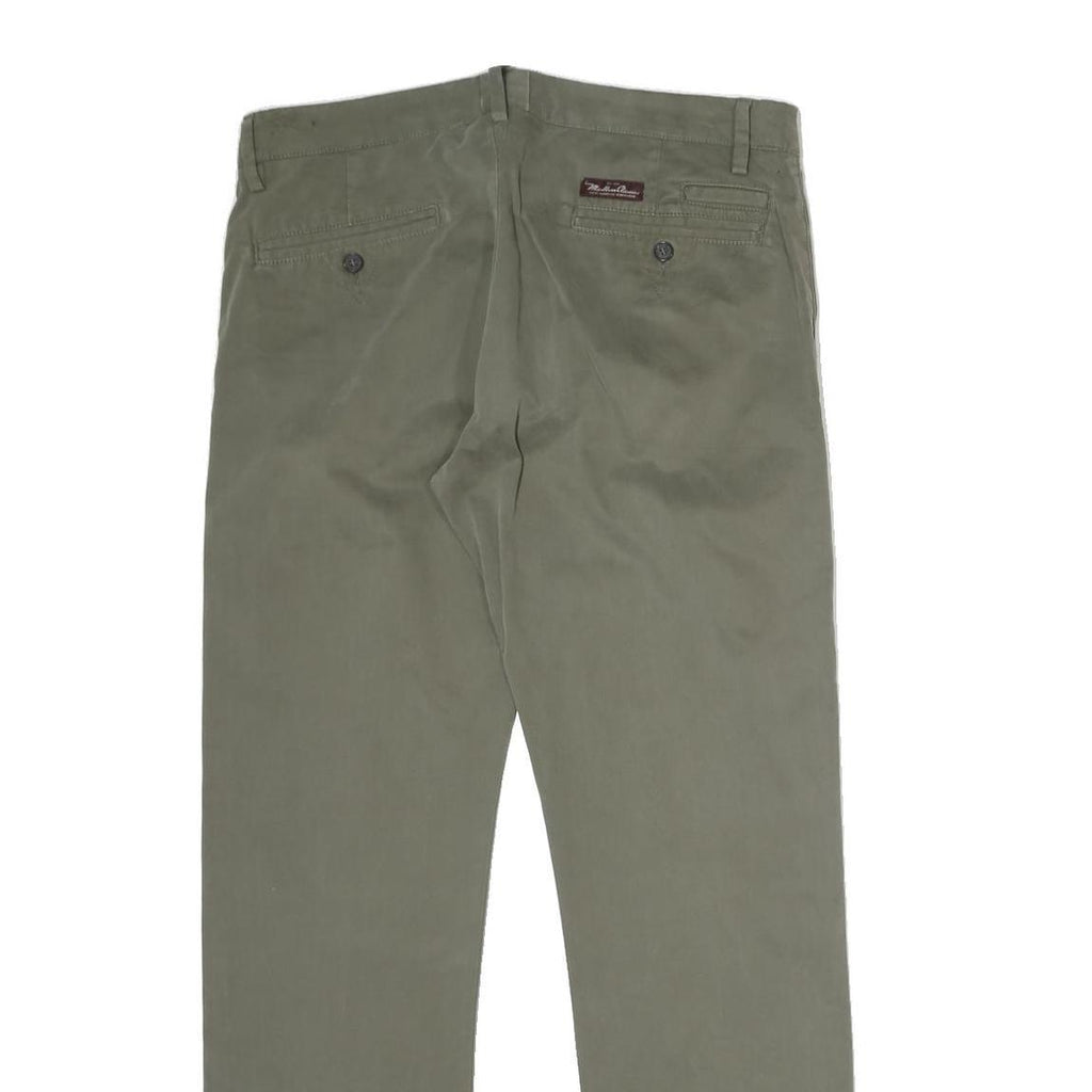 MARLBORO Mens Cotton Khaki Regular Straight Trousers W36 L31 Classic Zip Closure
