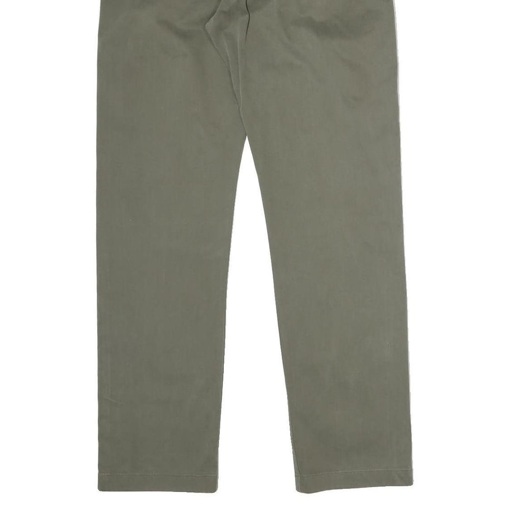 MARLBORO Mens Cotton Khaki Regular Straight Trousers W36 L31 Classic Zip Closure