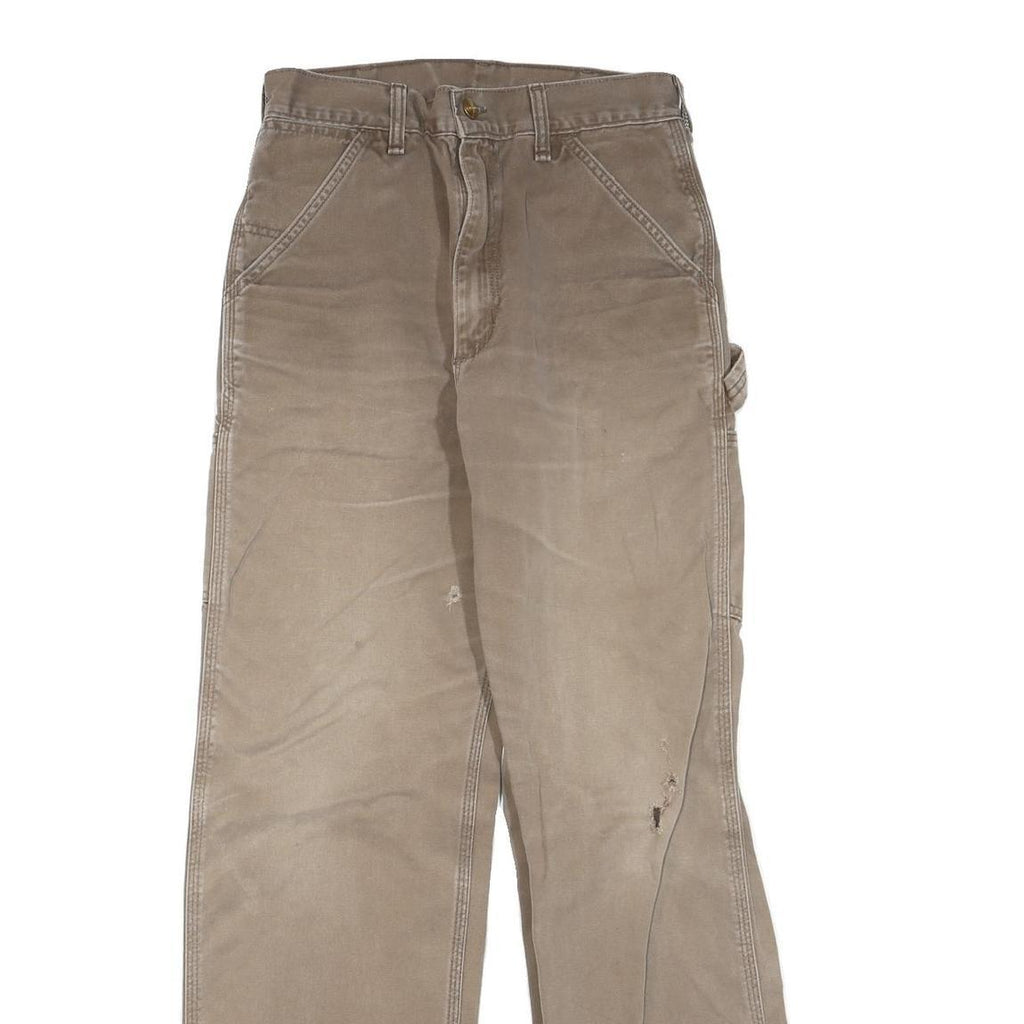 CARHARTT Womens Regular Fit Straight Leg Denim Beige W28 L30 Workwear Zip Cotton