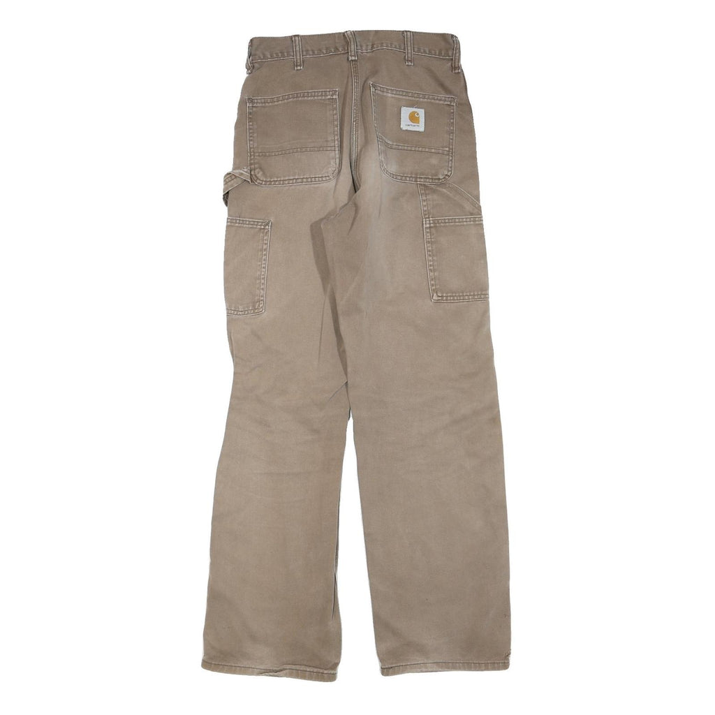 CARHARTT Womens Regular Fit Straight Leg Denim Beige W28 L30 Workwear Zip Cotton