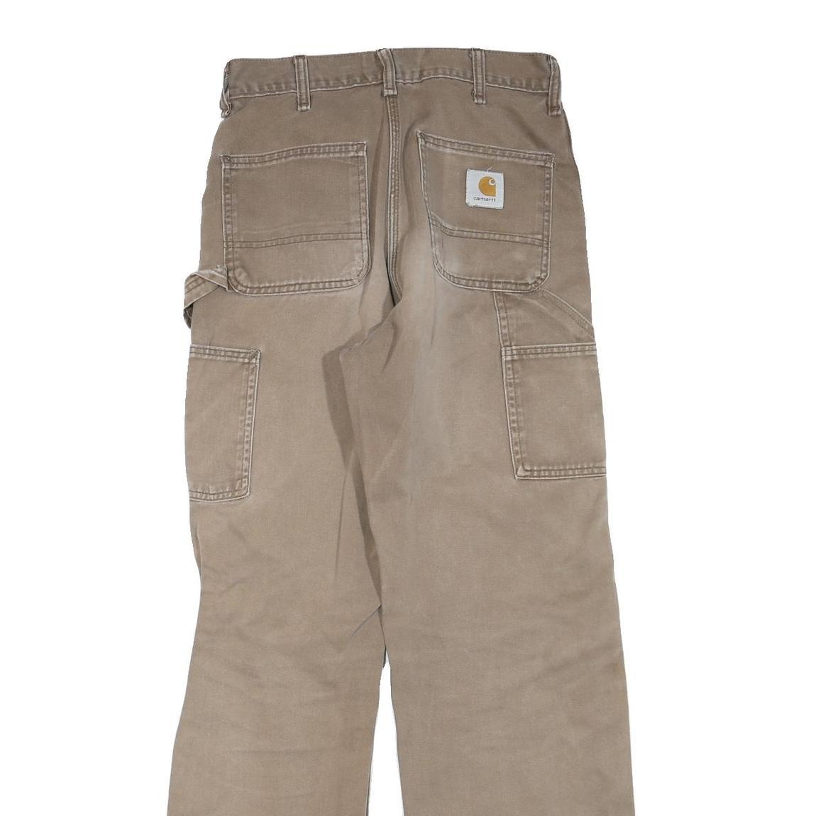 CARHARTT Womens Regular Fit Straight Leg Denim Beige W28 L30 Workwear Zip Cotton