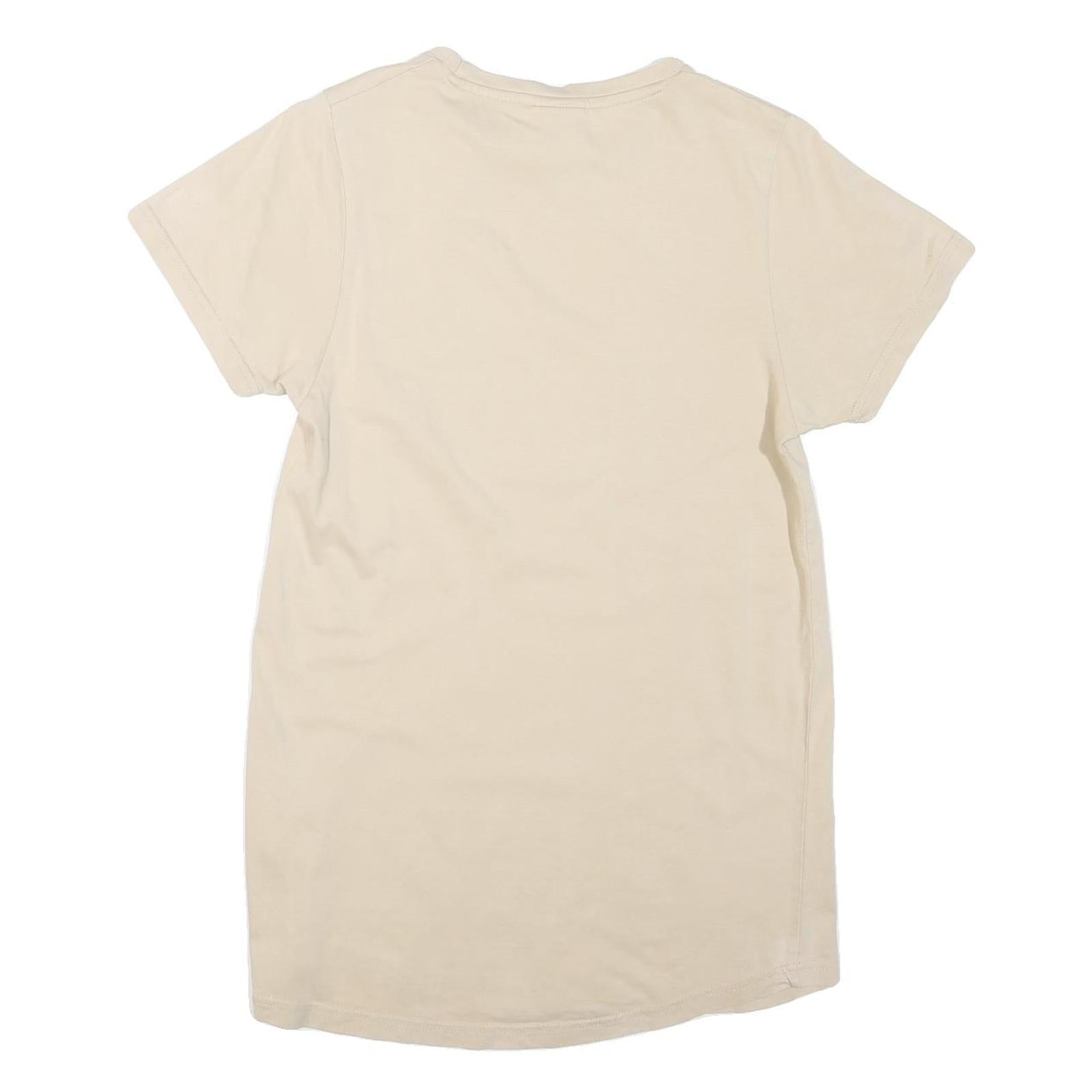 ELLESSE Womens Beige Cotton Blend T-Shirt M Short Sleeve Crew Neck Logo Print