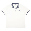 FILA Mens White & Navy Polo Shirt XL Cotton Blend Short Sleeve Logo Casual