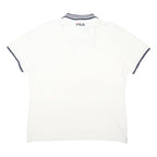 FILA Mens White & Navy Polo Shirt XL Cotton Blend Short Sleeve Logo Casual