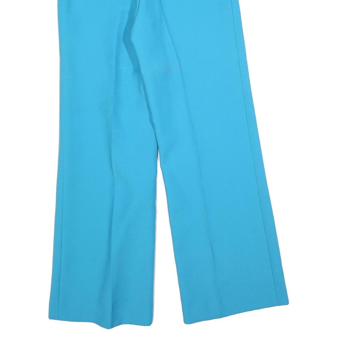 Womens Blue Regular Fit Wide-Leg Trousers W26 L30 Stylish Comfortable Zip