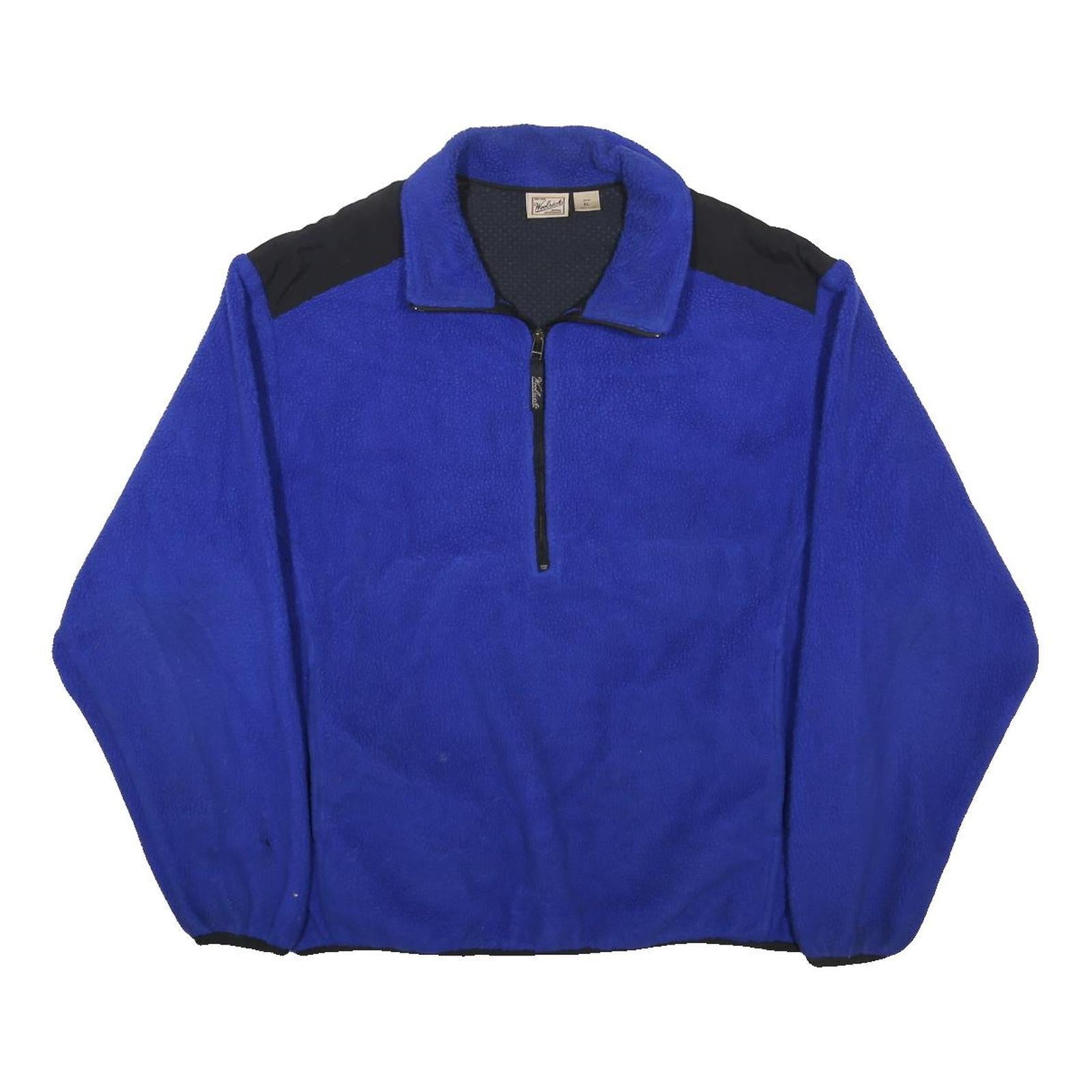 WOOLRICH Mens Blue & Black Plain Pullover Polyester Jumper XL Fleece Casual