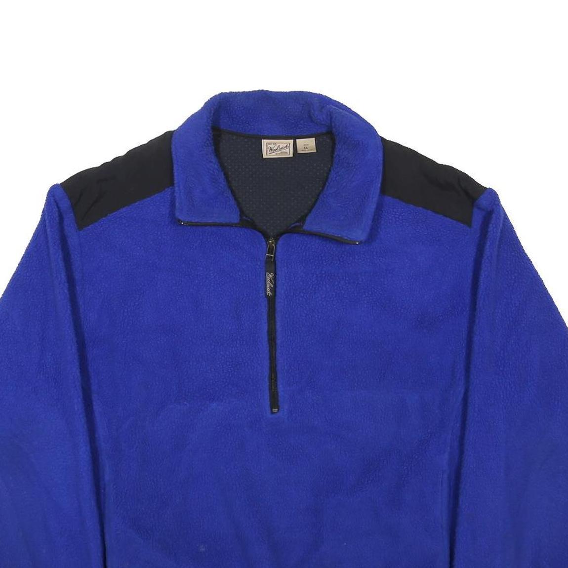 WOOLRICH Mens Blue & Black Plain Pullover Polyester Jumper XL Fleece Casual