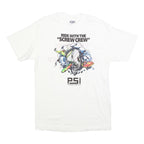 HANES Mens White Cotton Blend Graphic T-Shirt M Short Sleeve Crew Neck Screw