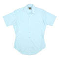 SEARS Mens Blue Plain Shirt XL Polyester Blend Button Collar Short Sleeve