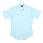 SEARS Mens Blue Plain Shirt XL Polyester Blend Button Collar Short Sleeve