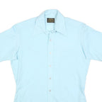 SEARS Mens Blue Plain Shirt XL Polyester Blend Button Collar Short Sleeve