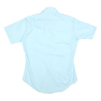 SEARS Mens Blue Plain Shirt XL Polyester Blend Button Collar Short Sleeve
