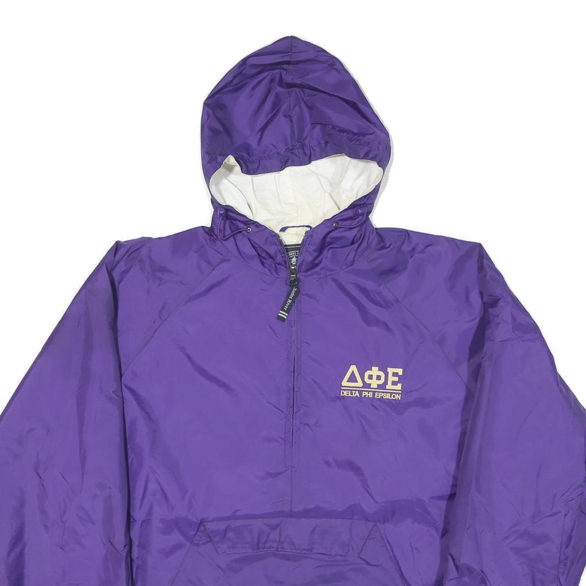 CHARLES RIVER Mens Purple Delta Phi Epsilon Pullover Nylon Hooded Jacket M Plain