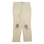 CARHARTT Mens Cotton Blend Beige Relaxed Straight Trousers W32 L30 Workwear