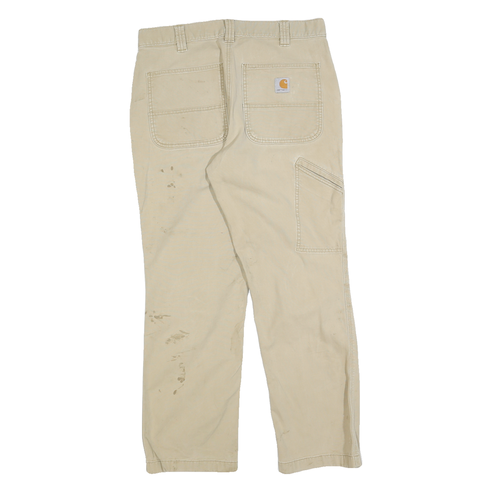 CARHARTT Mens Cotton Blend Beige Relaxed Straight Trousers W32 L30 Workwear