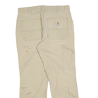 CARHARTT Mens Cotton Blend Beige Relaxed Straight Trousers W32 L30 Workwear