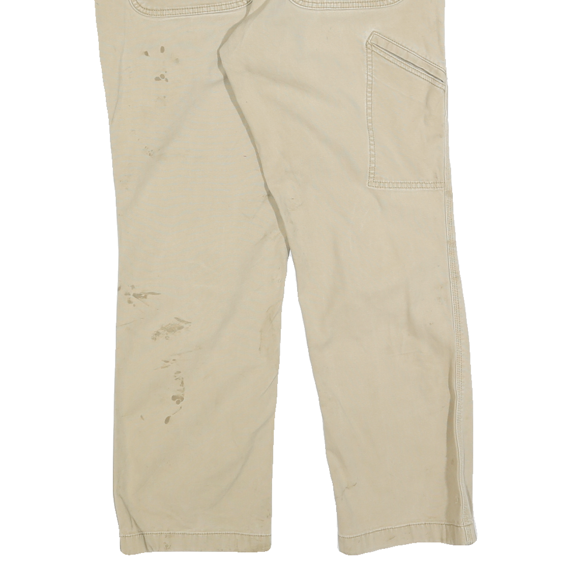 CARHARTT Mens Cotton Blend Beige Relaxed Straight Trousers W32 L30 Workwear