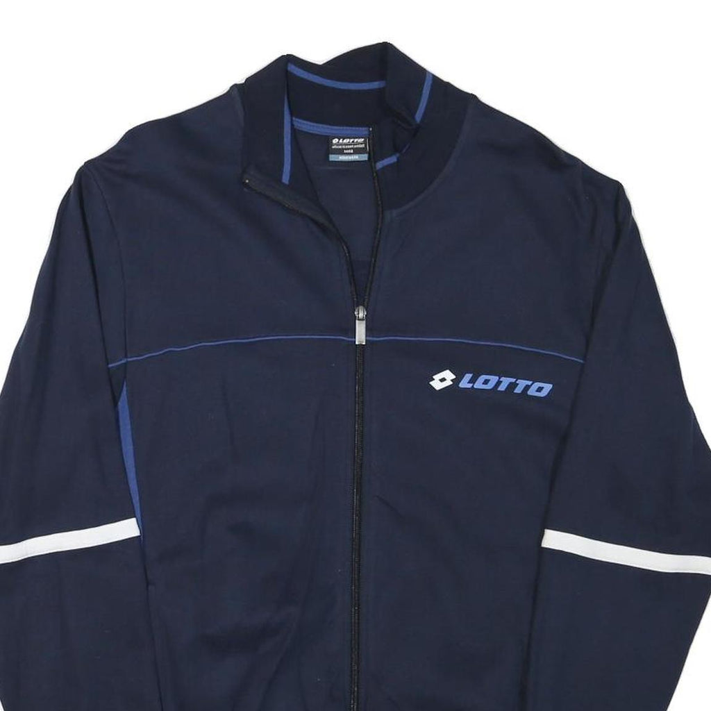 LOTTO Mens Navy Blue Track Jacket M Cotton Blend Zip Athletic Sportswear