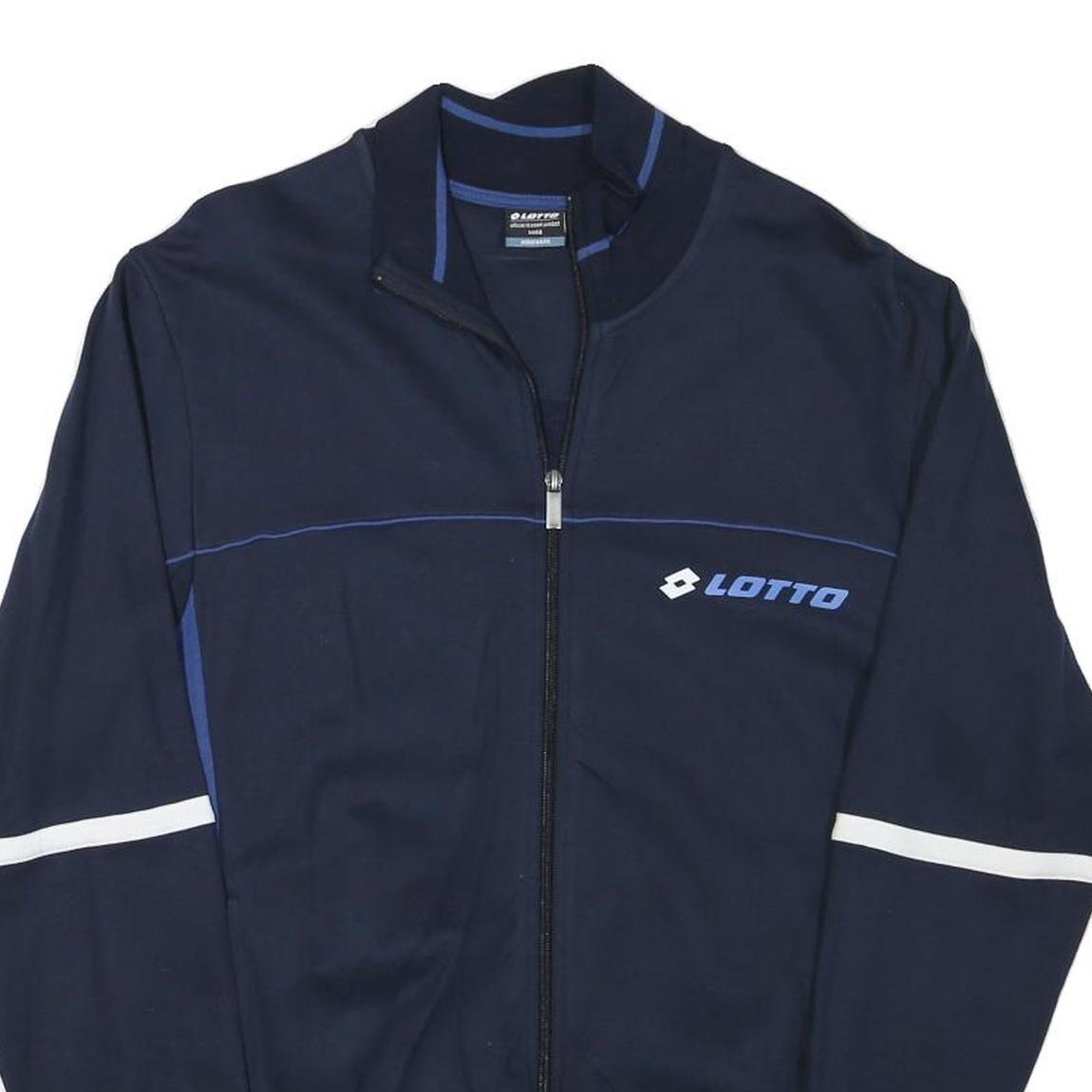 LOTTO Mens Navy Blue Track Jacket M Cotton Blend Zip Athletic Sportswear