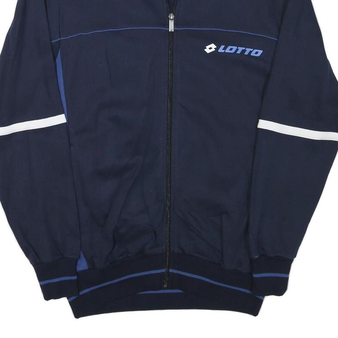 LOTTO Mens Navy Blue Track Jacket M Cotton Blend Zip Athletic Sportswear
