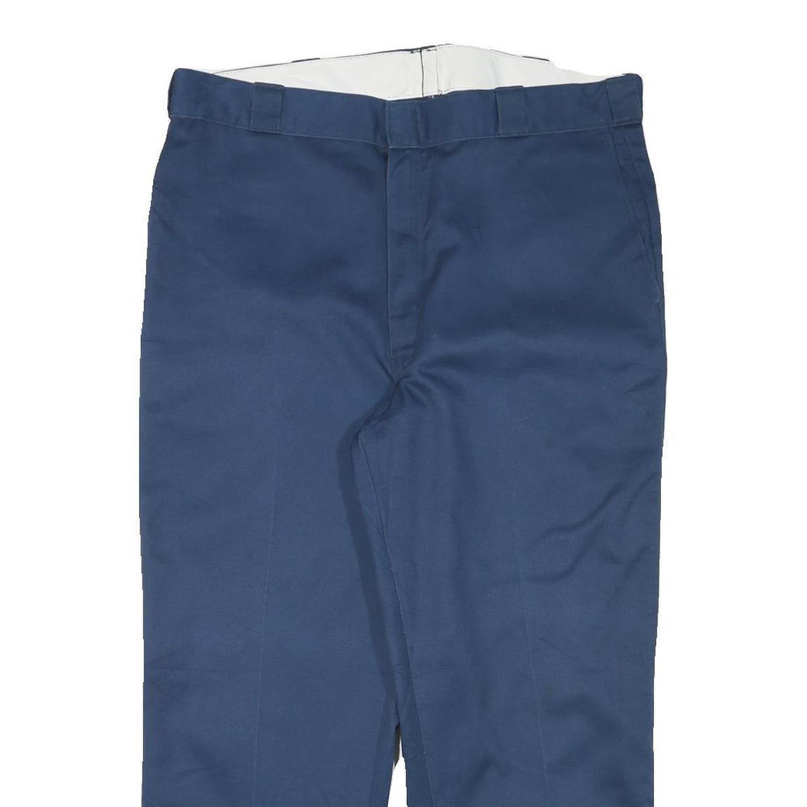 DICKIES Mens Cotton Blend Navy Regular Fit Straight Leg Trousers W38 L27