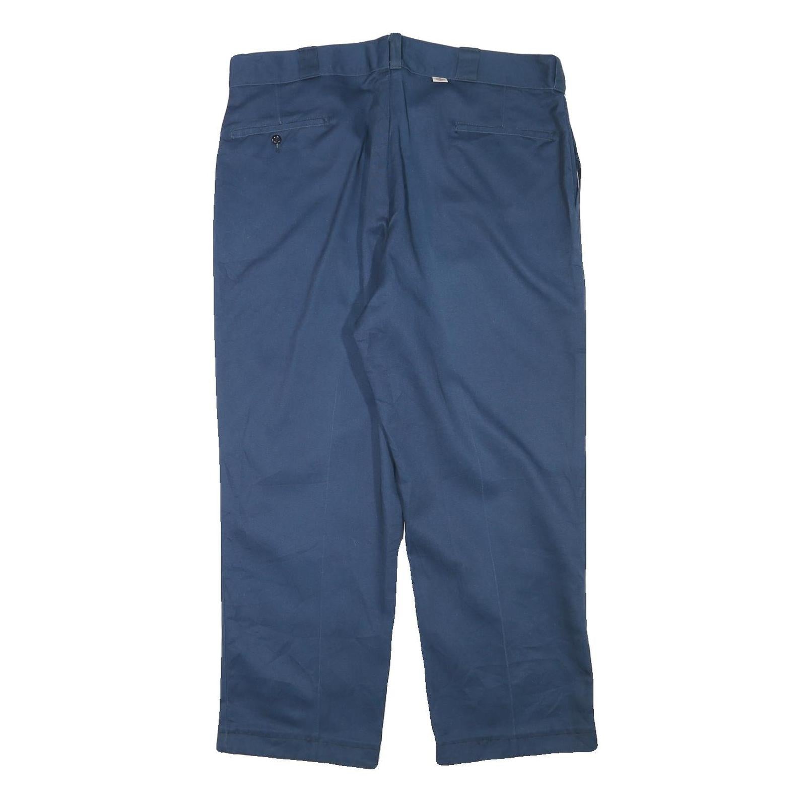 DICKIES Mens Cotton Blend Navy Regular Fit Straight Leg Trousers W38 L27