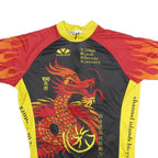 VOLER Mens Black & Yellow Graphic Cycling T-Shirt L Short Sleeve Crew Neck Flame