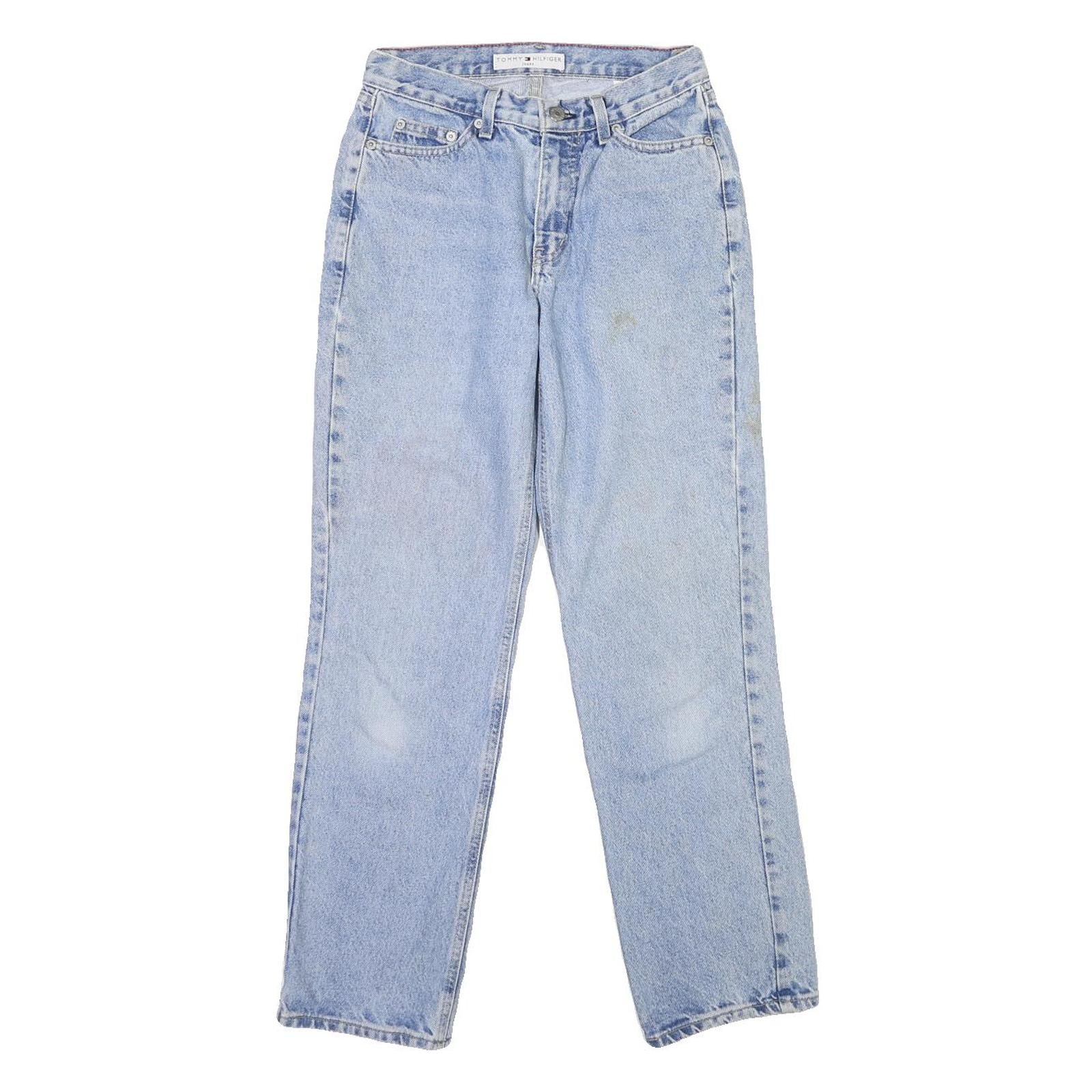 TOMMY HILFIGER Womens Jeans Blue Regular Straight Denim Light W27 L27 Button
