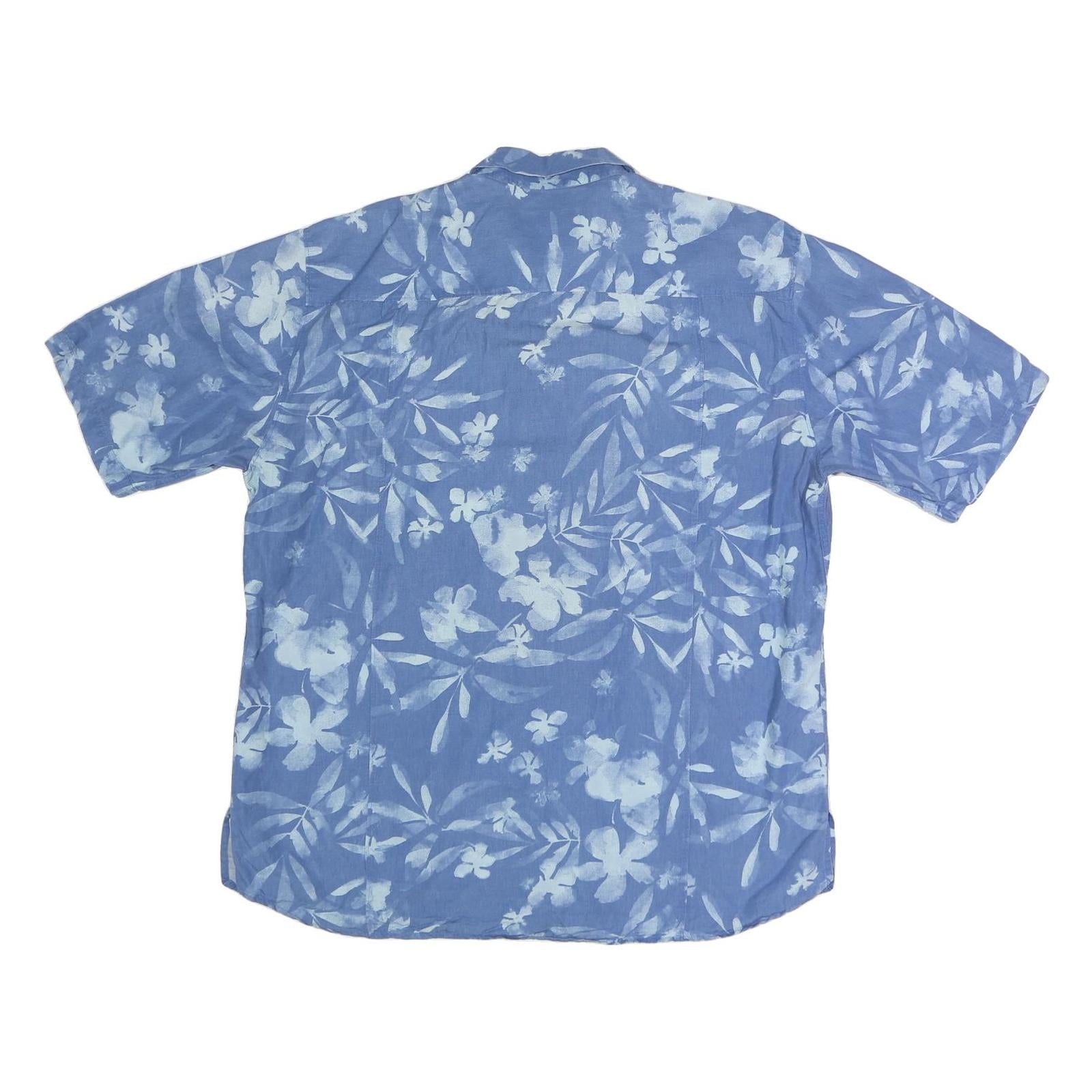 ZEGNAS Mens Blue & White Floral Cotton Blend Shirt XL Dress Casual Summer